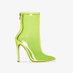 Colorful Transparent Stiletto Heel Back Zip Short Boots For Women - DanaFashionstore