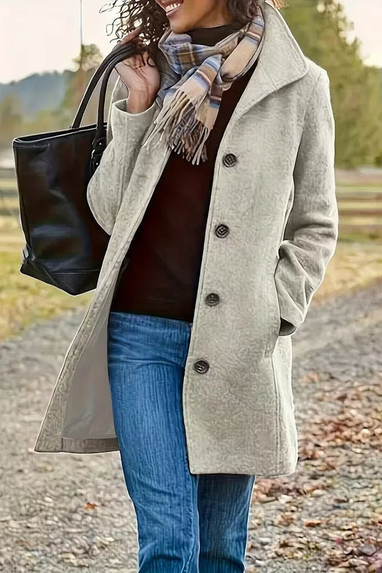 Winter Single-breasted Lapel Coat Fashion Commuter Slim Mid-length Jacket Women's Clothing - DanaFashionstore