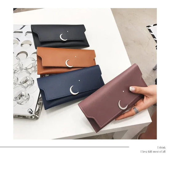 Star Moon Rivet Zipper Soft Leather Coin Wallet - DanaFashionstore