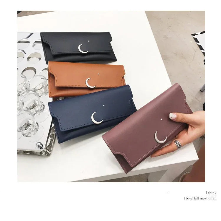 Star Moon Rivet Zipper Soft Leather Coin Wallet - DanaFashionstore