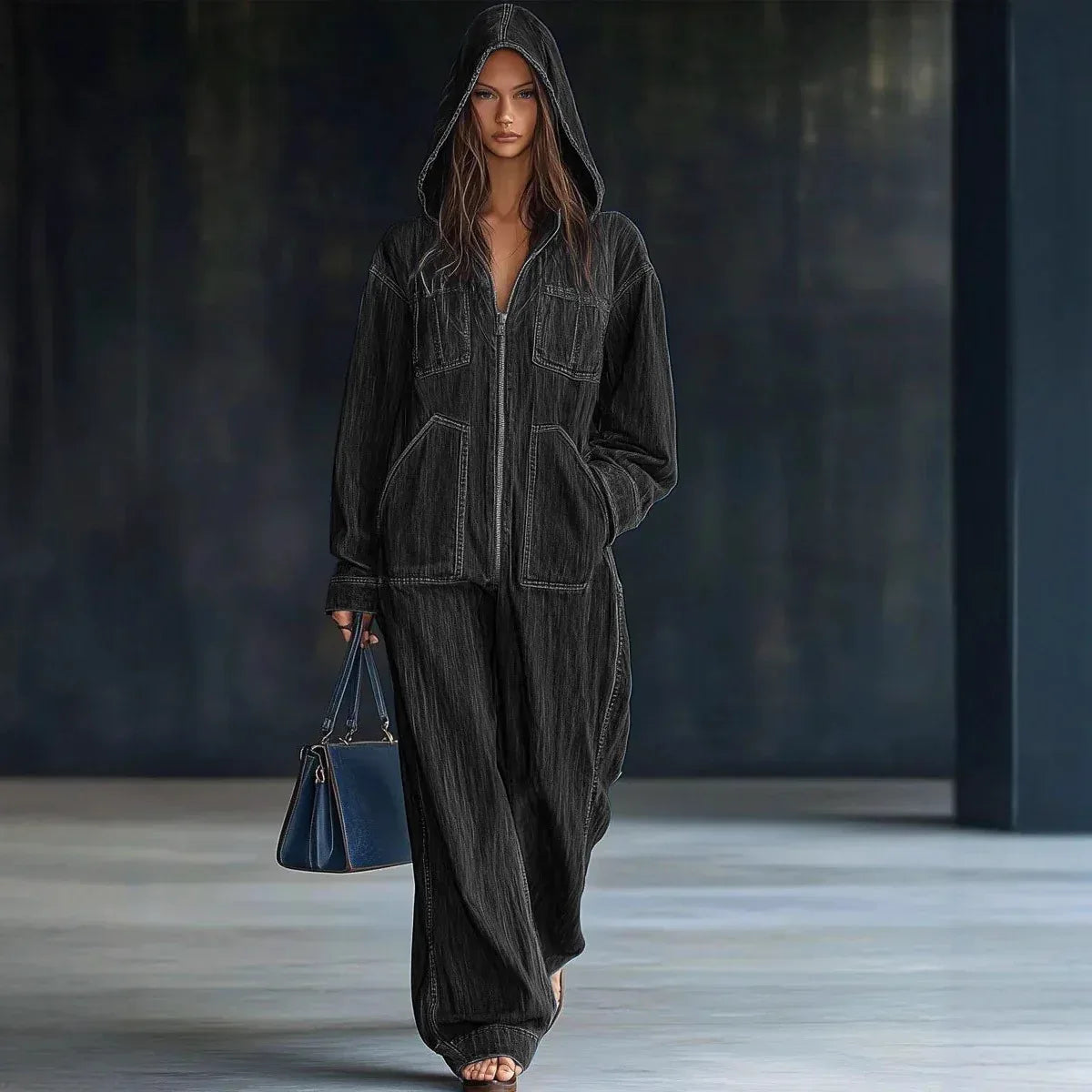 Hooded Overall Jeans Women 2026 - European American Denim Jumpsuit - DanaFashionstore