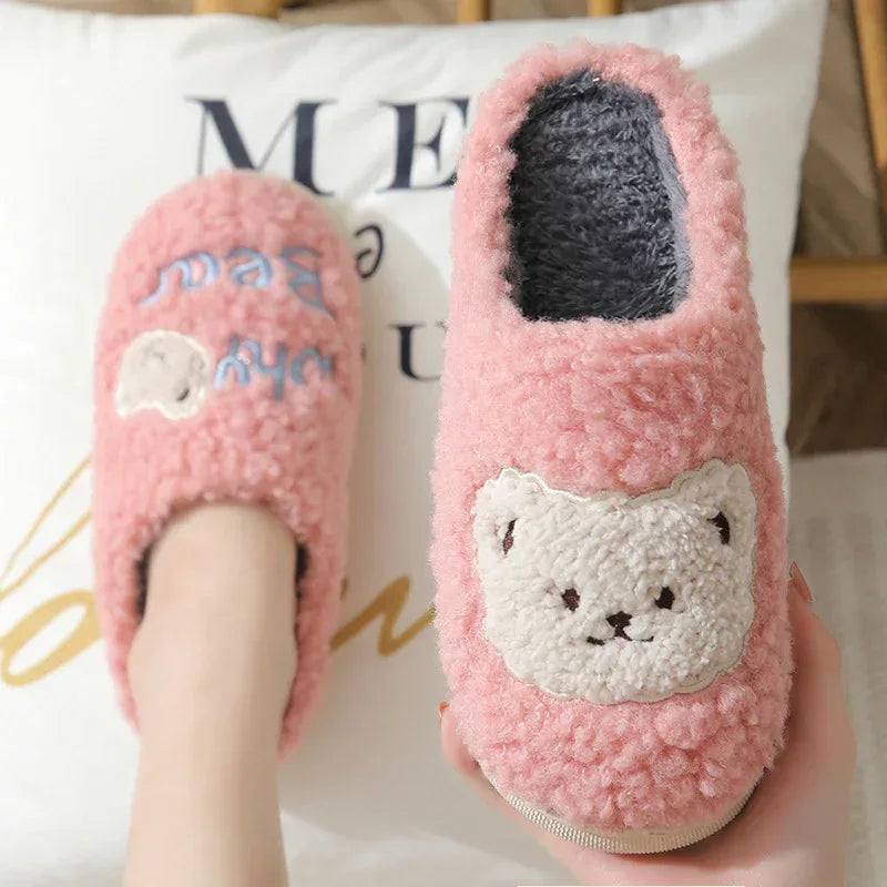 Bear Slippers Winter Warm House Shoes For Women Couple - DanaFashionstore