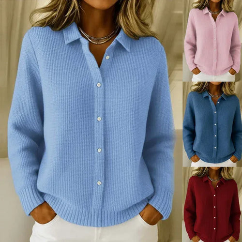 Casual Fashion Button Knitted Lapel Sweater For Women Long Sleeve Knitted Sweaters Tops Winter Jumper - DanaFashionstore