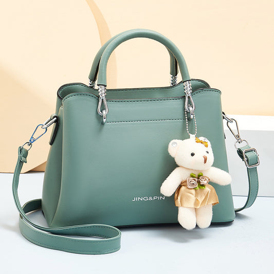 Handbag Shoulder Large Capacity Soft Leather Bear Pendant Women's Bag - Dana Fashion