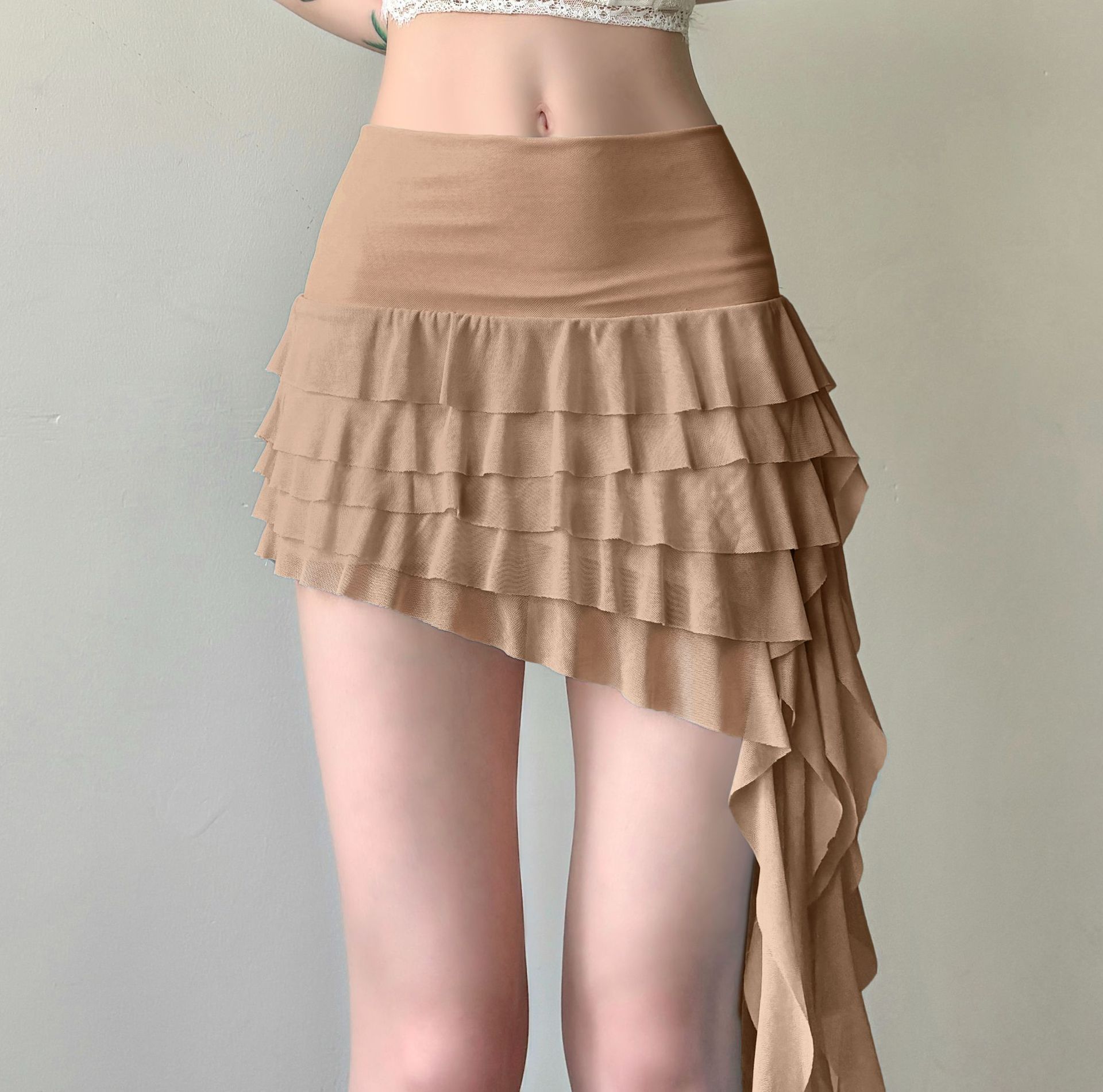 Low Waist All-match Ribbon Irregular Tulle Skirt - Dana Fashion