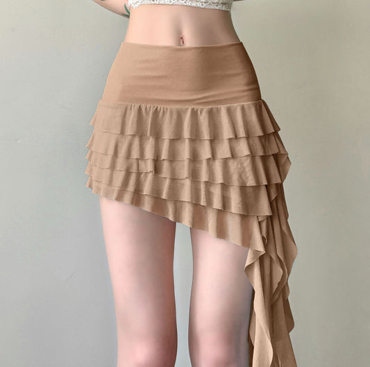 Low Waist All-match Ribbon Irregular Tulle Skirt - Dana Fashion