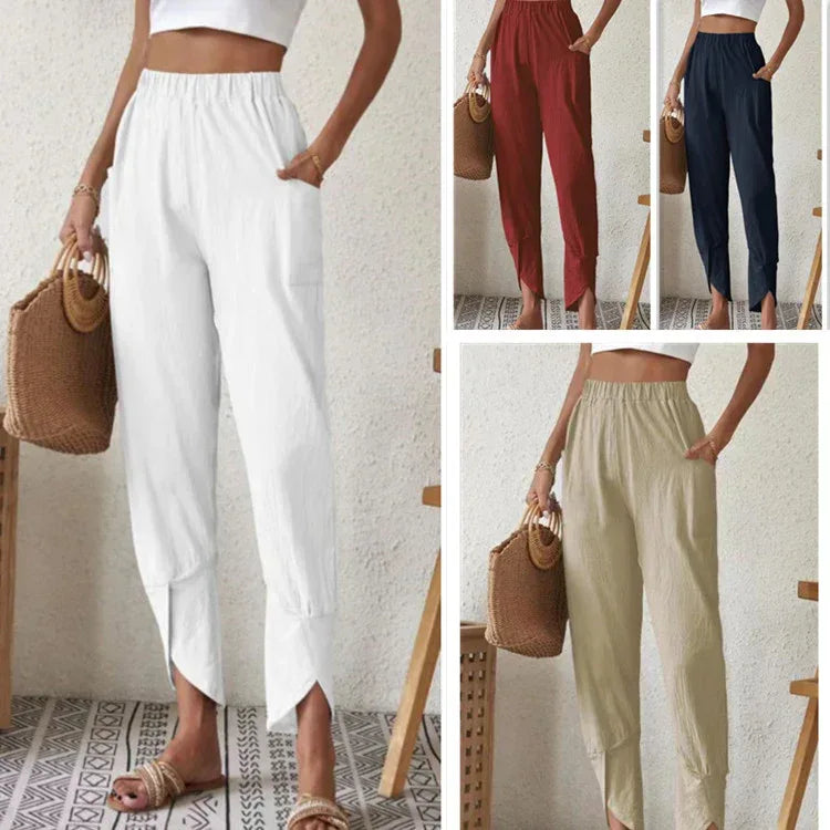 Solid Color Casual Jogger Loose Pockets Diablement Fort Skinny Pants For Women - DanaFashionstore