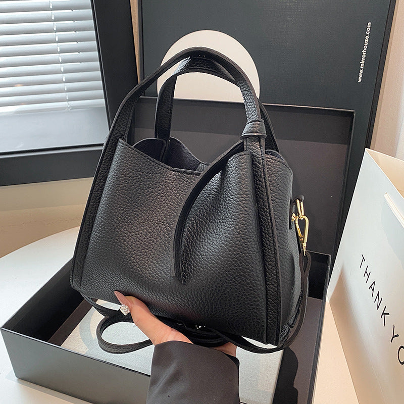 Korean Style Ins New Hong Kong Style Personalized Simple One-shoulder Underarm Bucket Bag Vegetable Basket Retro Crossbody Bag - Dana Fashion