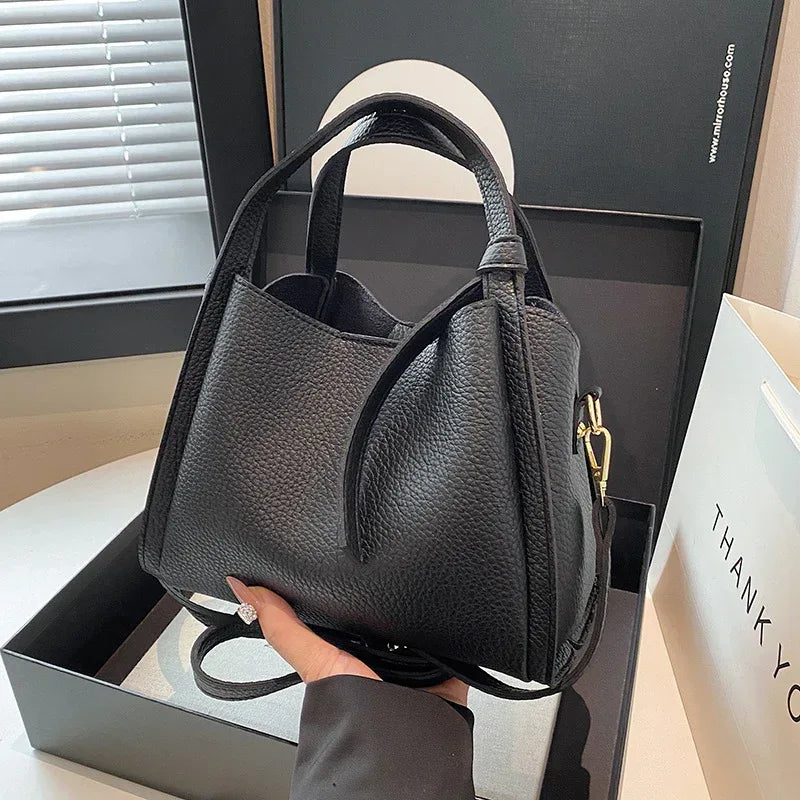 Korean Style Ins New Hong Kong Style Personalized Simple One-shoulder Underarm Bucket Bag Vegetable Basket Retro Crossbody Bag - DanaFashionstore