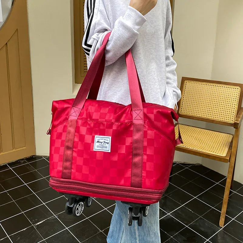 Large Capacity Travel Bags Dry Wet Separation Expansion Double Layer Luggage Totes Women - DanaFashionstore