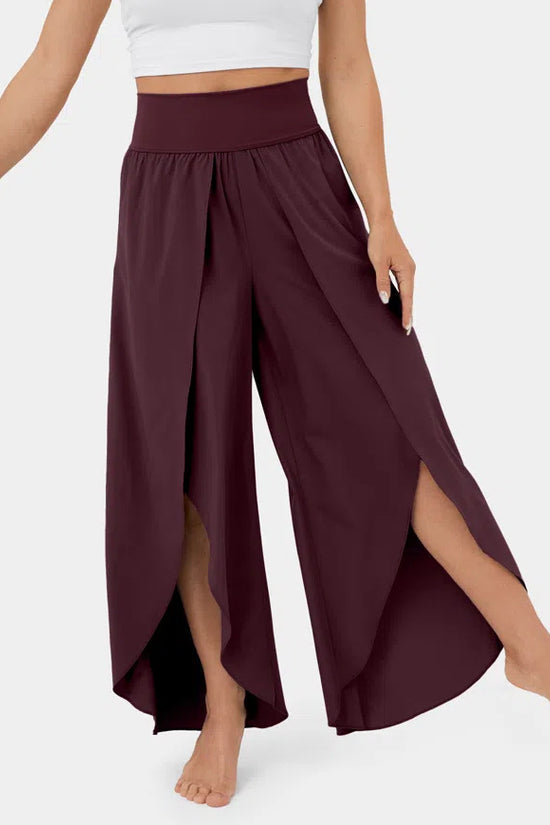 Loose Split Yoga Pants Summer Elastic High Waist Wide Leg Trousers Women's Fashion Versatile Clothing