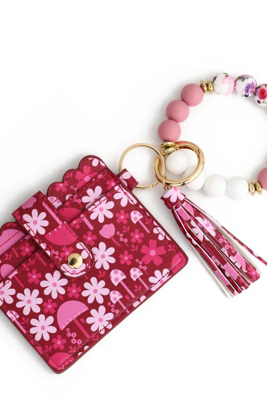 Love Polyurethane Card Holder Silica Gel Key Chain European And American Printed Silicone Beads Bracelet Women's Wallet - DanaFashionstore