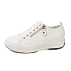 Plus Size Solid Color Low Cut Fashion Round Head Lace-up Platform Women's Casual Pumps - DanaFashionstore