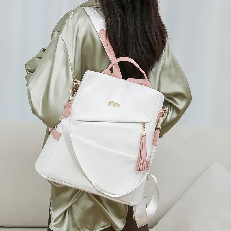 Oxford Cloth Stitching Women'S Backpack Anti-Theft Back Zipper Girls Schoolbag Casual Travel Double Shoulder Backpack - DanaFashionstore