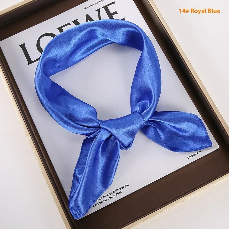 Solid Color Square Scarf Artificial Silk Small Square Towel - DanaFashionstore