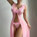 Sexy Slit See-through Suspender Skirt Long Skirt T Back Sexy Nightdress Two-piece Set - DanaFashionstore