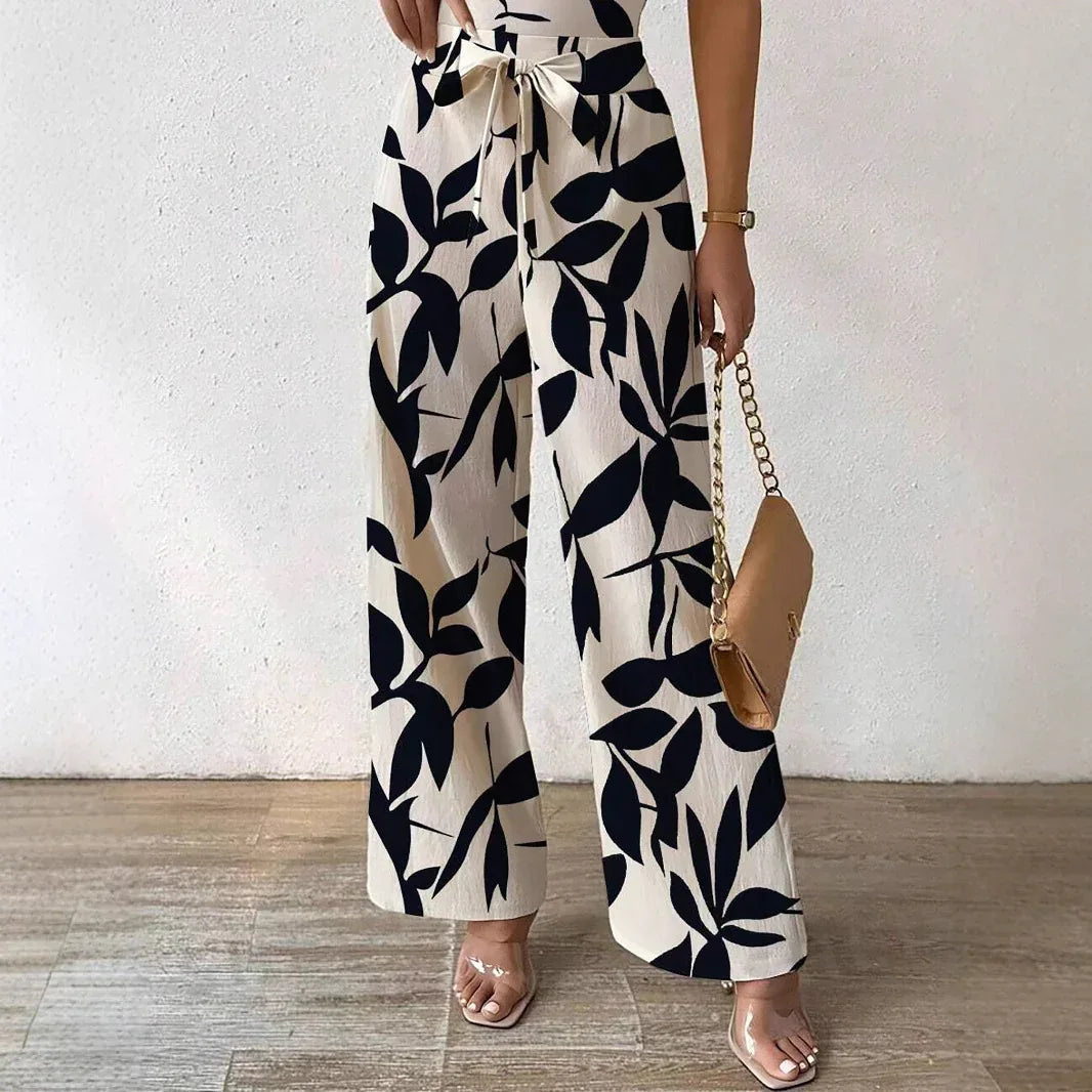 Floral Print Elastic Waist Jumpsuit 2026 - Belt Casual Jumpsuit - DanaFashionstore