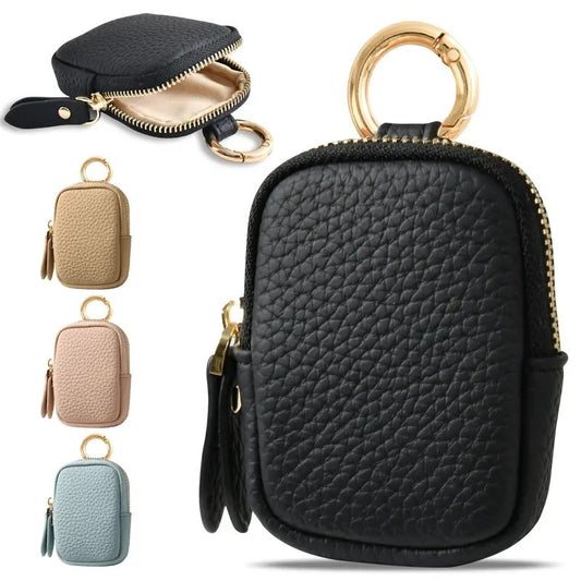 Leather Coin Purse, Small Change Purse Keychain Wallet For Women, Mini Coin Pouch With Zipper - Dana Fashion
