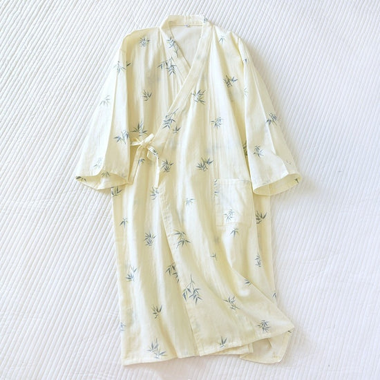 Women Bathrobe Nightdress Long Sleeve Nightgown Cotton Gauze - Dana Fashion