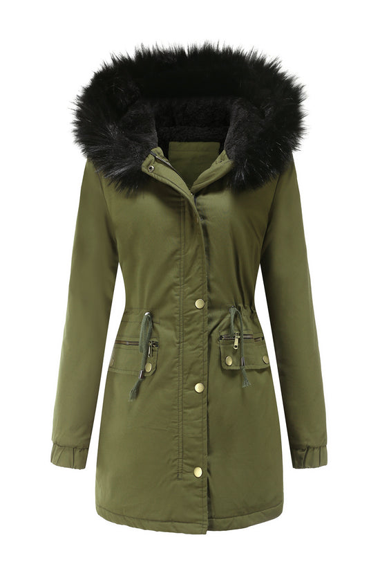 Women's Mid-length Fur Collar Coat Parker Cotton-padded Coat