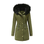 Women's Mid-Length Fur Collar Parker Coat 2026 - Cotton-Padded Jacket - DanaFashionstore