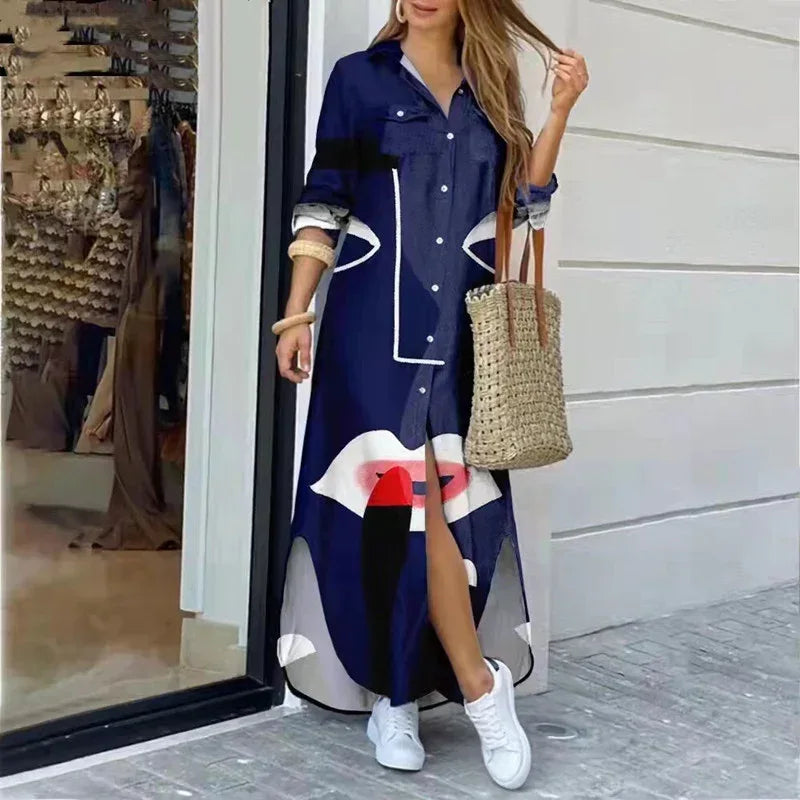 Fashion Printed Long Sleeve Dress 2026 - Maxi Long Dress - DanaFashionstore
