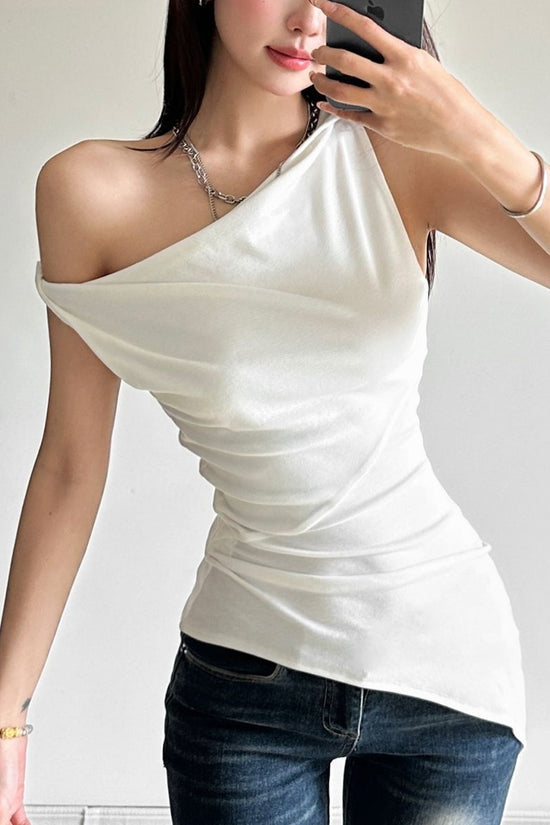 Women's Multi-wear Collarbone Thin Shoulder T-shirt Summer