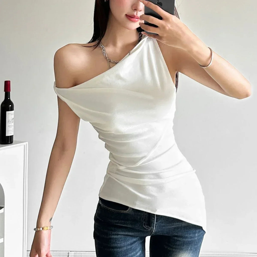 Women's Multi-wear Collarbone Thin Shoulder T-shirt Summer - DanaFashionstore