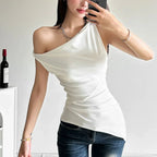 Women's Multi-wear Collarbone Thin Shoulder T-shirt Summer - DanaFashionstore