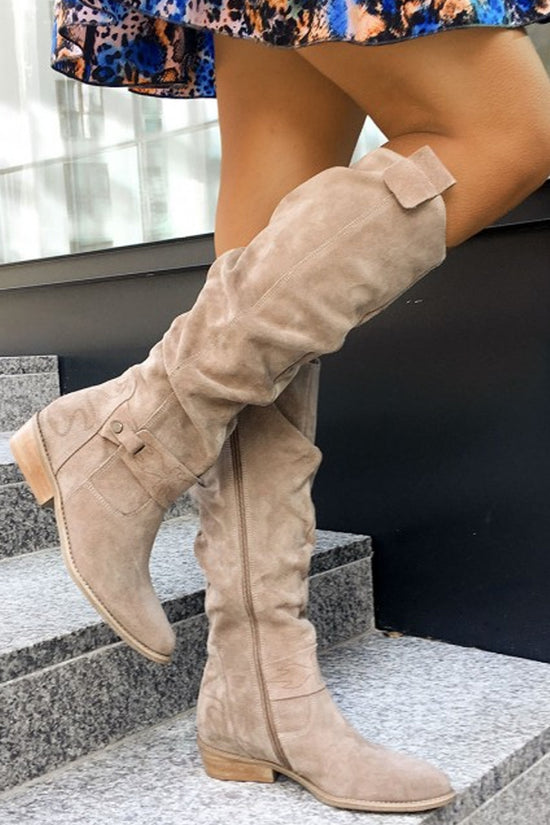 Low Heel Side Zipper High Top Women Boots