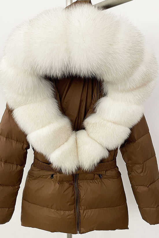 Short Women's Thickened Slim Fit Waist-tight Fur Down Jacket