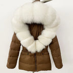 Short Slim Fit Fur Down Jacket 2026 - Women's Waist-Tight Winter Coat - DanaFashionstore