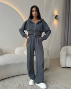 Cinched Hoodie Sweater Casual Cotton Suit