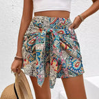 Slimming Lace Up Printed Irregular Skirt For Women - DanaFashionstore