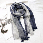 Women's Striped Cotton And Linen Scarf Shawl - DanaFashionstore