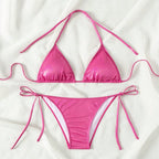 Pure Color Tied Beach Sexy Bikini Hot Spring Split Swimsuit Female Bikini - DanaFashionstore