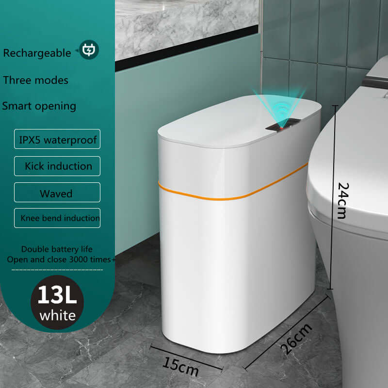 Smart Trash Can With Lid For Bedroom And Living Room Kitchen Storage Box Trash Can Induction Small Car Box Automatic Smart Dustbin Smart Trash Bin $91.53 Dana Fashion Color: White style: 13L Toys & Hobbies Summary: It senses people approaching and opens a