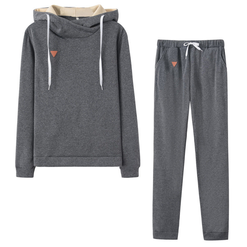 Women's Fleece Leather Seal Long Sleeve Hooded Casual Sports Suit