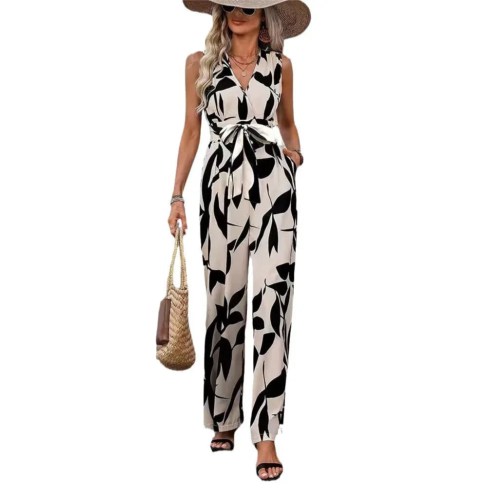 Fashionable High Waist Lace-up Wide Leg Jumpsuit For Women - DanaFashionstore