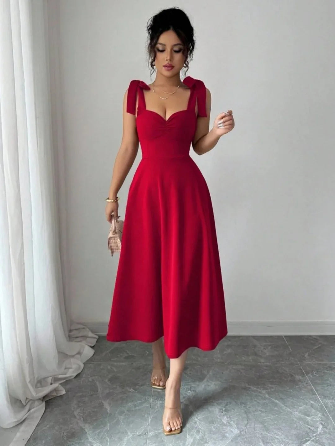 Lace-up Waist-cinching Maxi Dress - DanaFashionstore