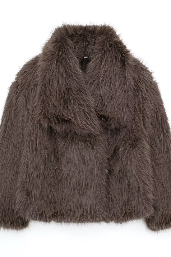 Winter Plush Coat Fashion Warm Thicken Fluffy Lapel Jacket Outwear Casual Long Sleeve Tops Womens Clothing