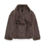 Winter Plush Coat Fashion Warm Thicken Fluffy Lapel Jacket Outwear Casual Long Sleeve Tops Womens Clothing - DanaFashionstore