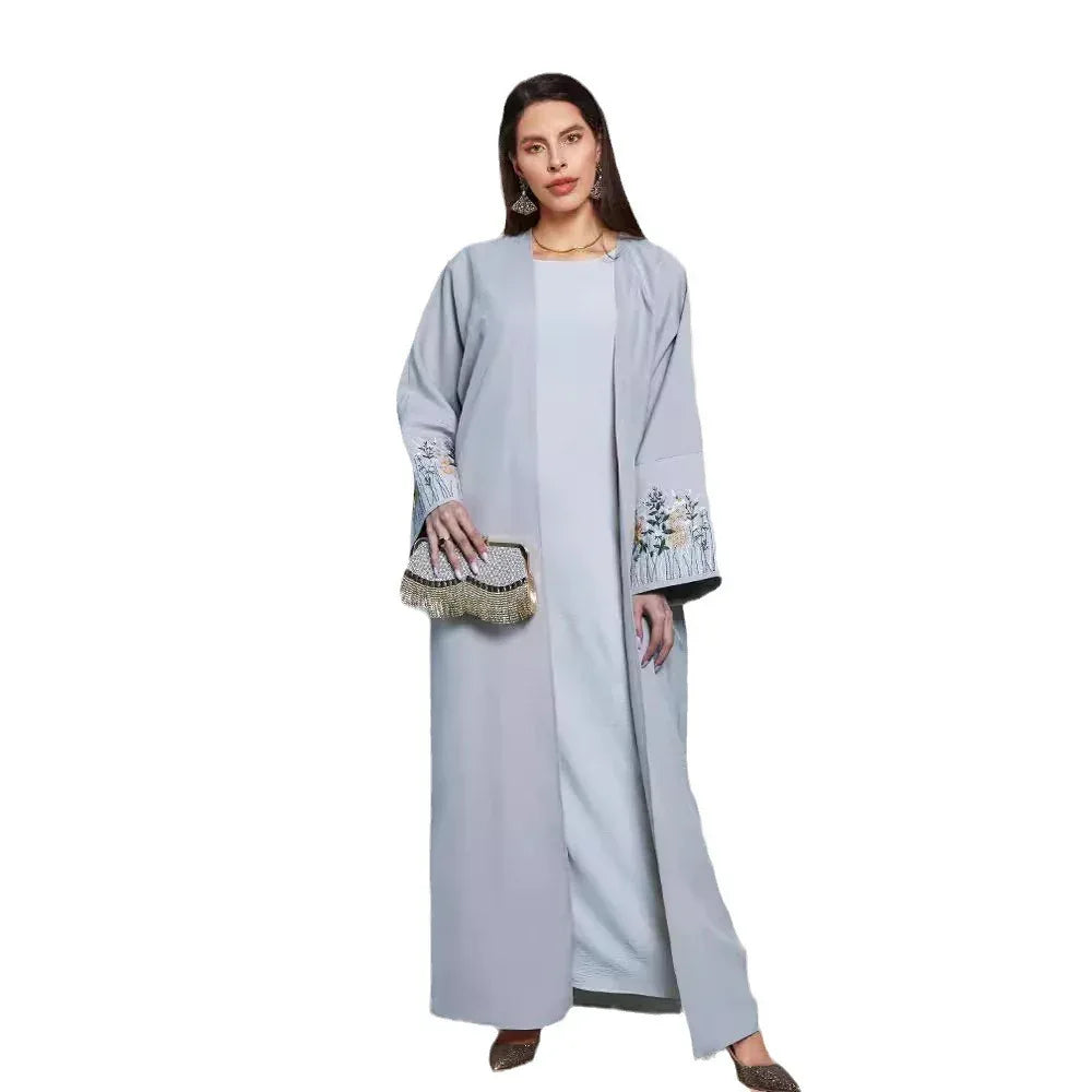 Middle East Muslim Embroidered Cardigan Dress Robe - Elegant Islamic Clothing - DanaFashionstore