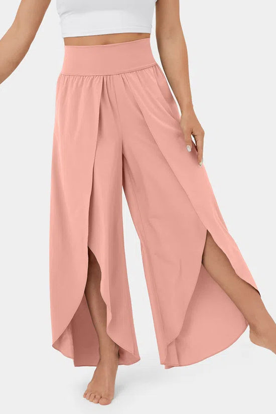 Loose Split Yoga Pants Summer Elastic High Waist Wide Leg Trousers Women's Fashion Versatile Clothing