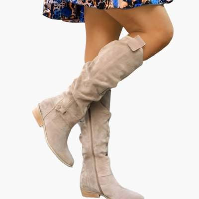 Low Heel Side Zipper High Top Women Boots