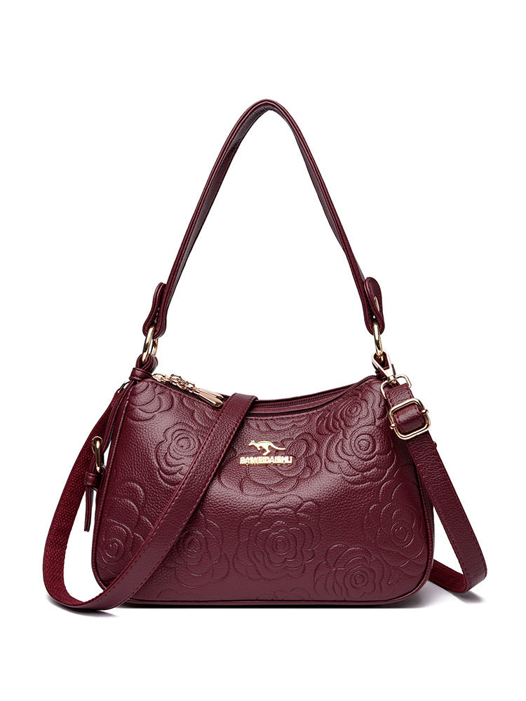 Soft Leather Textured Ethnic Style Simple Versatile Large Capacity Shoulder Messenger Bag - Dana Fashion