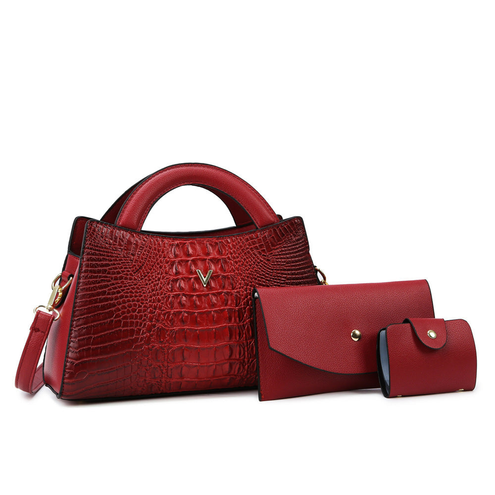 Women's Crossbody Leather Crocodile Pattern Shoulder Handbag - Dana Fashion