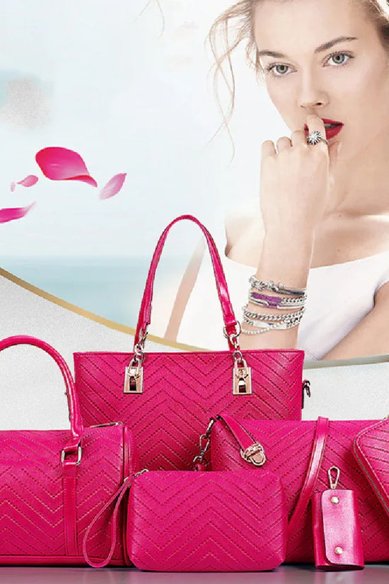 Fashionable And Trendy Embossed Six Piece Set Mother Bag - DanaFashionstore