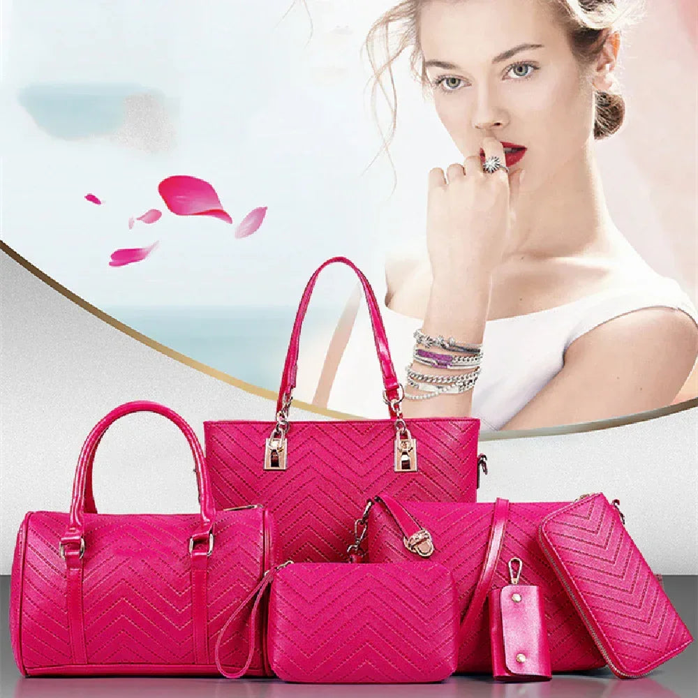 Fashionable And Trendy Embossed Six Piece Set Mother Bag - DanaFashionstore