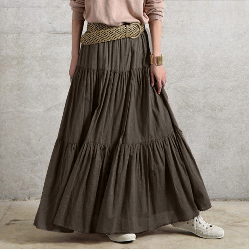 New Ladies Ruffle Casual Pleated Vintage Skirt